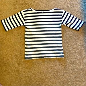 Women’s Blue/Gray Striped J Crew Half Sleeve Shirt